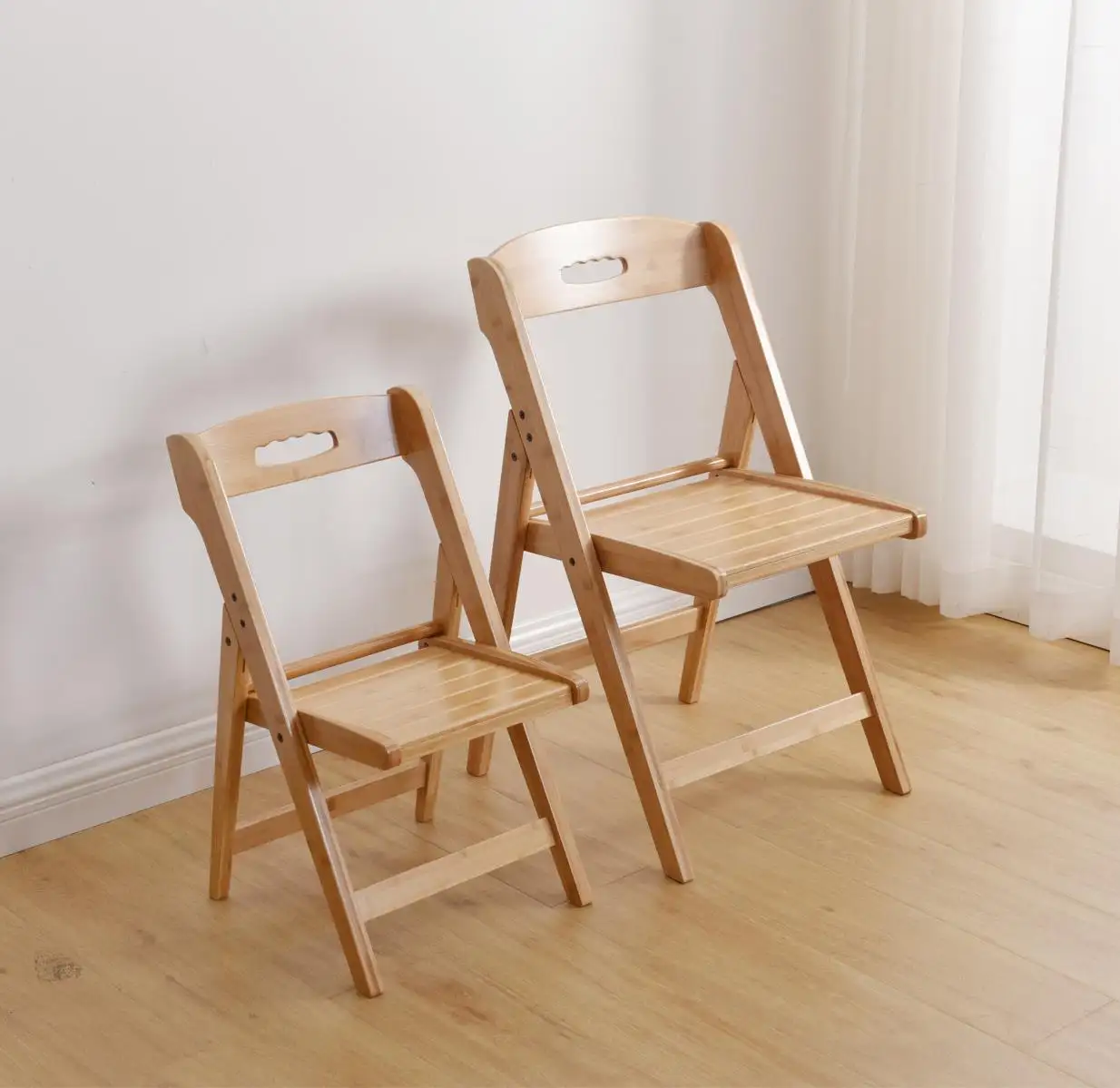 Cadeira dobrável de madeira, cadeira dobrável confortável de bambu