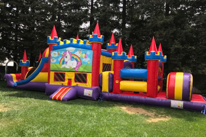 Carnival khổng lồ lâu đài bouncy đầy màu sắc PVC chướng ngại vật bơm hơi cho bữa tiệc sân sau bao gồm phụ kiện quạt gió vận chuyển bằng đường biển - Product Image 3