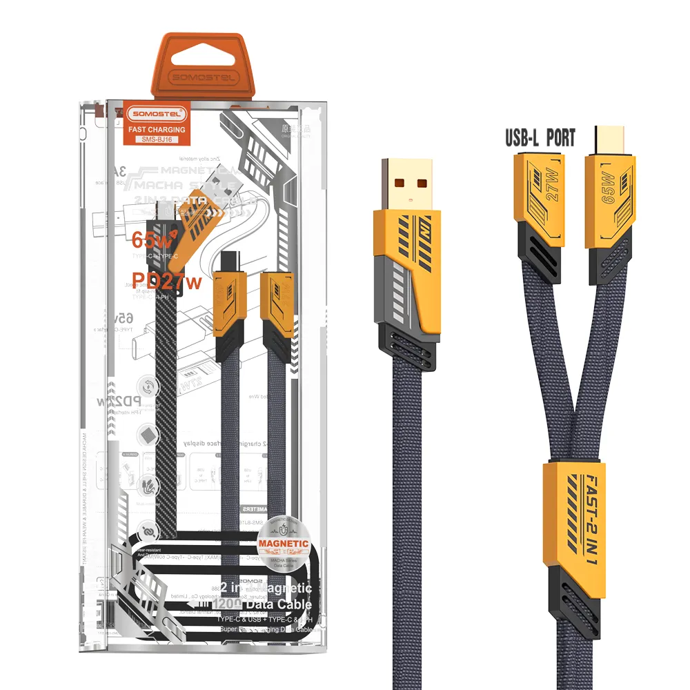 SOMOSTEL 마이크로 USB 케이블 SMS-BJ16 케이블 Tipo C 다기능 4 in 1 USB 케이블 TC-IPH 27W/65W PD 고속 충전 캐비 아이폰 용