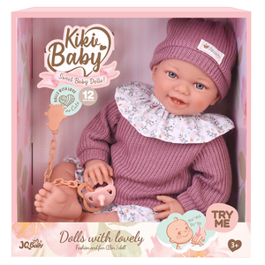 Poupée Reborn <span class=keywords><strong>Kiki</strong></span> de 18 pouces avec 12 sons, poupée bébé en vinyle souple avec chaîne de sucette, cadeau d'anniversaire parfait - Product Image 4
