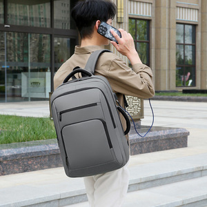 Men's Waterproof Oxford Laptop <b>Backpack</b> with Double Shoulder <b>Strap</b> Polyester Lining Business and Student Style Zipper Closure - Product Image 3