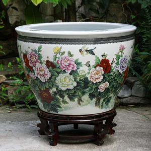 กระถางต้นไม้สี่ด้านลายมังกรปลาภาพวาดด้วยมือสีสันสดใส - Product Image 3