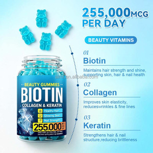 Suplemento de Colágeno y Queratina para un Cabello Saludable, Piel Radiante y Uñas Fuertes, Sin GMO, Sin Gluten, Sin Soya, 60 Gomitas, Gomitas de Belleza con Biotina - Product Image 3