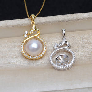 Colgante de Plata S925 Wenchi, Soporte Inferior de 4mm para Perlas DIY, Accesorio Ocultador de Perlas de 10-11mm, Producto Semielaborado 100% Vacío, Modelo 13977 - Product Image 1