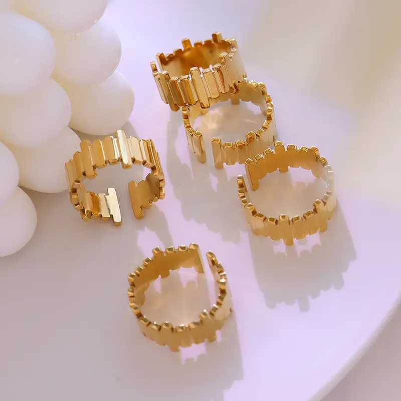 Frauen Trend Edelstahl 18 Karat vergoldet verstellbarer Ring Minimalisti scher Schmuck Gold Puzzle Ring Kreativer verstellbarer Ring