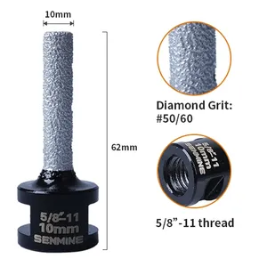 M14 Filetage 10mm Brasé Sous Vide Diamant Doigt Sec Chanfrein routeur Bit pour Carrelage Marbre Céramique Granit Agrandir Trou Fraisage Outils