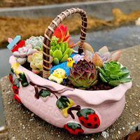 Panier à fleurs en rotin tressé, pot suspendu portable pour plantes succulentes