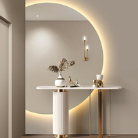 Miroir de salle de bain intelligent en demi-lune étanche miroir LED rond irrégulier avec lumière intégrale pour décoration murale