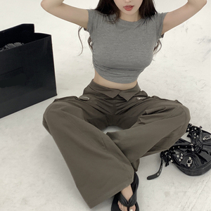 OEM Crop <span class=keywords><strong>Top</strong></span> T-shirt <span class=keywords><strong>dos</strong></span> <span class=keywords><strong>nu</strong></span> pour filles col rond femmes Slim Fit t-shirts <span class=keywords><strong>dos</strong></span> <span class=keywords><strong>nu</strong></span> Crop <span class=keywords><strong>Top</strong></span> - Product Image 2