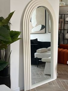 Decorative Floor <strong>Mirror</strong> Beige Wood <strong>Frame</strong> Home Decor Large <strong>Mirror</strong> Espejo Spiegel Miroir <strong>Arched</strong> Full Length <strong>Mirrors</strong> - Product Image 3