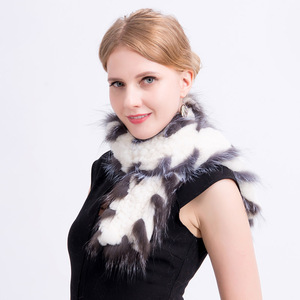 MWFur bufanda de piel de conejo Rex con cuello de pelo de zorro moda de invierno tejido a mano bufanda de piel recortada de pelo de zorro <span class=keywords><strong>para</strong></span> Collar - Product Image 5