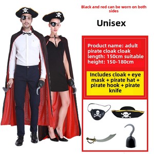 Costume di Halloween per bambini adulti ragazzi tristi mietitore pirati mantelli caraibi Set nero rosso mantelli oggetti di scena vestiti ispirati <span class=keywords><strong>Anime</strong></span> - Product Image 5