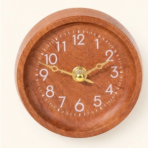Dropshipping Shopify Solid Wood Silent Desk Clock Minimalist <b>Bedside</b> <b>Table</b> Clock Square Round Walnut Desktop Clock - Product Image 3