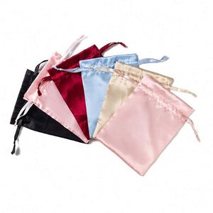 Small <b>Drawstring</b> Satin Pouch Dust Bag for Jewelry Storage - Product Image 3