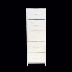 Modern Minimalist 5 Drawer Plastic Storage <b>Cabinet</b> Freestanding Bedroom Dresser White - Product Image 2