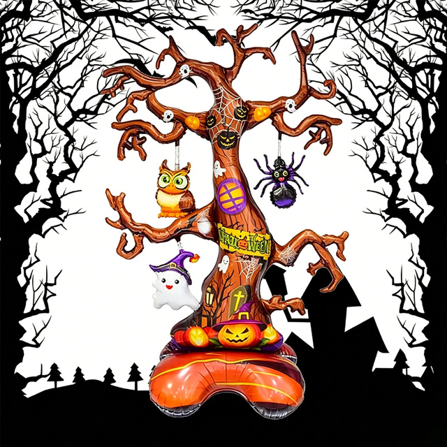 2026 Halloween Party Decorations Supplies Ghost Skeleton Pumpkin Spider Halloween Foil Balloons