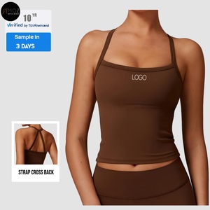 Canottiera da donna da palestra e Yoga 2 pezzi <span class=keywords><strong>con</strong></span> spalline e pantaloncini attillati attillati <span class=keywords><strong>con</strong></span> motivo solido - Product Image 2