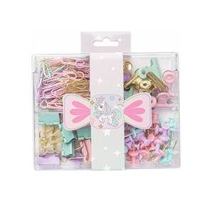 مخصص لون الماكرون مجموعة أربع خلايا مشبك ورقي تذكرة مجموعة تجليد المكتب توريد المصنع مباشرة Pushpin معدني - Product Image 6