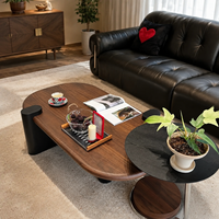 Modernes Massivholz Ovaler Couchtisch-Set für Kleine Wohnzimmer mit Maßanfertigung und Formoptionen
