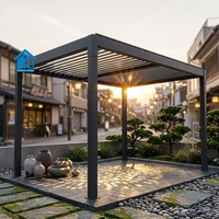 Sweet Home Freistehende Aluminium-Pergola mit Motorisiertem Verstellbarem Dach, LED-Beleuchtung, Bioklimatisch, Umweltfreundlich, Winddicht und Wasserdicht