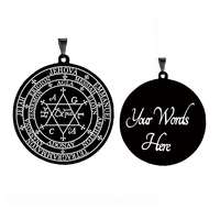 Grand Pentacle de Salomon le Grand Grimoire avec la Grande Clavicule de Salomon Amulette Talisman Pendentif en acier inoxydable Collier