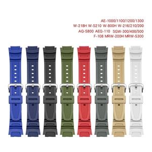 Bracelet de montre sport en PU de 18 mm pour AE 1000 1100 1200 1300 W218H <span class=keywords><strong>AEQ</strong></span> 110 F108, bracelet de montre en caoutchouc silicone résine - Product Image 2