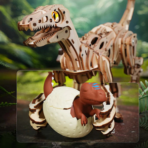 CPC certifié Robotime <span class=keywords><strong>Rokr</strong></span> bricolage assembler des jouets de dinosaures <span class=keywords><strong>en</strong></span> <span class=keywords><strong>bois</strong></span> LD01 Kits de modèles Velociraptor Puzzles 3D - Product Image 4