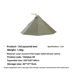 Tente pyramidale camouflage quatre saisons ultralégère à double porte ZT-015 en tissu nylon enduit de silicone 20D pour l'extérieur - Product Image 6