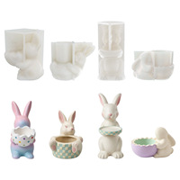 Cetakan Silikon Kelinci Paskah 3D, Tempat Telur, Wadah, Cetakan Resin untuk Lilin, Resin Epoksi, Dekorasi Rumah, Kerajinan