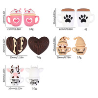 Perles focales en silicone 3D en forme de tasse à café, accessoires de décoration pour porte-clés DIY, perles créatives européennes et américaines, vente en gros