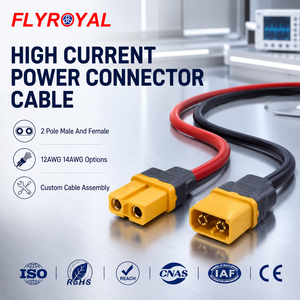 Câble de connecteur d'alimentation haute intensité à 2 pôles, mâle-femelle, 12AWG 14AWG, faisceau de câbles en silicone pour batterie de drone RC, OEM ODM - Product Image 1