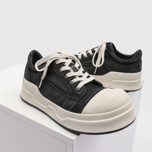 Chaussures de sport décontractées pour hommes en toile et cuir véritable, respirantes, amorties, tendance, à lacets, antidérapantes, printemps - Product Image 1