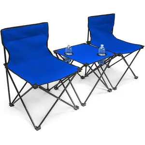 Ensemble <span class=keywords><strong>table</strong></span> et chaise pliantes portables en <span class=keywords><strong>fer</strong></span> confortables pour bébés et enfants, sans accoudoirs, pour la plage et les parcs (Malaisie) - Product Image 1