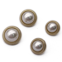 Kancing logam emas mode baru dekorasi mutiara paduan seng kancing Shank 14MM untuk mantel garmen