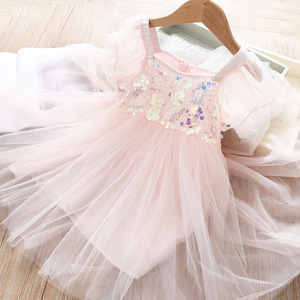 de manga Puff de la boda vestido de noche de fiesta de la flor de las <span class=keywords><strong>niñas</strong></span> vestidos de princesa vestido de lentejuelas - Product Image 1