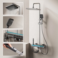 Mélangeur de bain Piano Ensemble de douche Lumière LED Affichage numérique 4 fonctions Système de pluie Raccords de salle de bain Pomme de douche avec jet