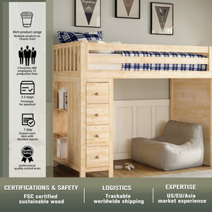 Hübsche Etagen betten mit Treppe, hölzerne Kinder betten mit Stauraum, Kinder betten mit Lern schreibtisch - Product Image 4