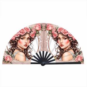 Custom Printed 33cm <b>Large</b> Folding Bamboo Handheld <b>Fan</b> Portable Folk Art and Music Style for Rave Festivals Accessories - Product Image 6