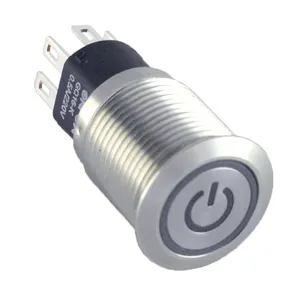 ONPOW GQ16-KH-11ET/J/S 16mm, drukknop aan uit schakelaar, platte actuator Pin terminal Dot verlichting, IP65
