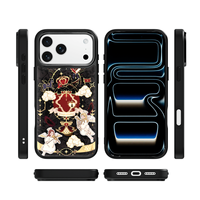 Coque de téléphone AG Feeling Black Edge avec motif d'angle doré pour iPhone 17, 17 Pro Max, 16 Pro, 15 – Coque magnétique