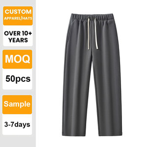 Pantalon de survêtement unisexe décontracté à jambe droite et large, couleur unie, doublé en polaire, poids lourd 350G, avec logo brodé personnalisé - Product Image 1