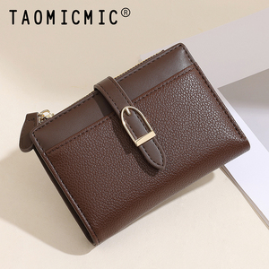 Portefeuille court pour <span class=keywords><strong>femme</strong></span> TAOMICMIC 2025 en <span class=keywords><strong>cuir</strong></span> PU épissé, portefeuille haut de gamme à deux volets, portefeuille simple et élégant - Product Image 3