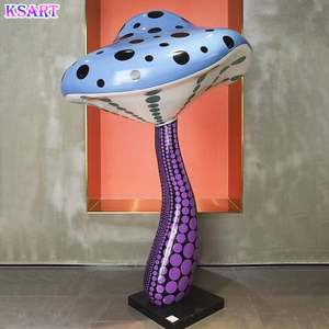 Grande sculpture de champignon en fibre de verre, statue personnalisée de fruits et légumes, artisanat en résine, statue de <span class=keywords><strong>graffiti</strong></span>, art de jardin de centre commercial, champignon - Product Image 2