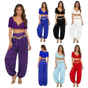 Tenue de danse personnalisée pour femmes, ensemble haut court et pantalon long pour la danse du ventre, la danse folklorique indienne et la danse de salon - Product Image 1