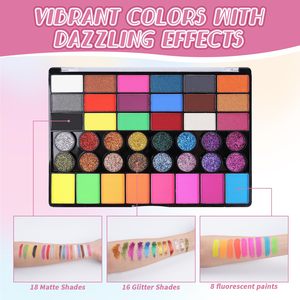 Kit de Maquillage Facial Professionnel 42 Couleurs Activé pour le Corps, Peinture Corporelle à Base d'Eau pour Cosplay et Halloween - Product Image 3
