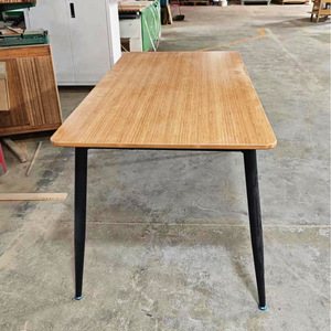 Rectangular minimalist office <b>desk</b> with carbon steel legs, bamboo dining table, computer <b>desk</b>, student <b>desk</b>, home study <b>desk</b>, - Product Image 3