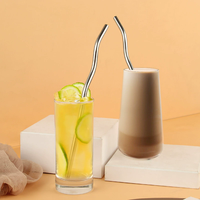 Pailles en acier inoxydable 304, forme ondulée, design personnalisé, pailles métalliques réutilisables, accessoires de bar, nouveau design