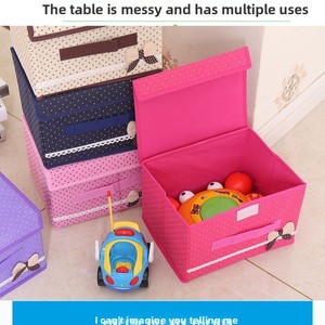 Boîte de rangement pour vêtements en tissu avec motif nœud en forme de point de sésame rectangulaire - Organisateur de bureau portable anti-poussière et anti-humidité - Product Image 3