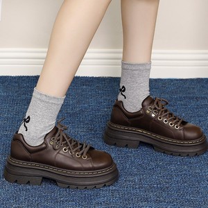 Lace-up Large Size Thick Leather Shoes Winter New Arrival British Style for Women Round Toe Retro Single Shoes - Product Image 6