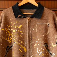 Pull en cachemire 100% tricoté jacquard à fermeture éclair personnalisé streetwear à manches longues pour homme